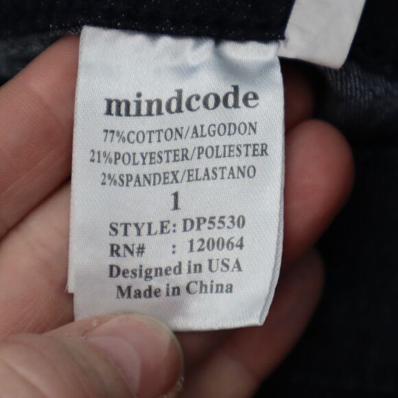 Mind Code Pants Womens 1 Black High Waist Flat Front Straight Leg Jegging - Picture 7 of 16